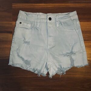 Light Blue Distressed Denim Shorts